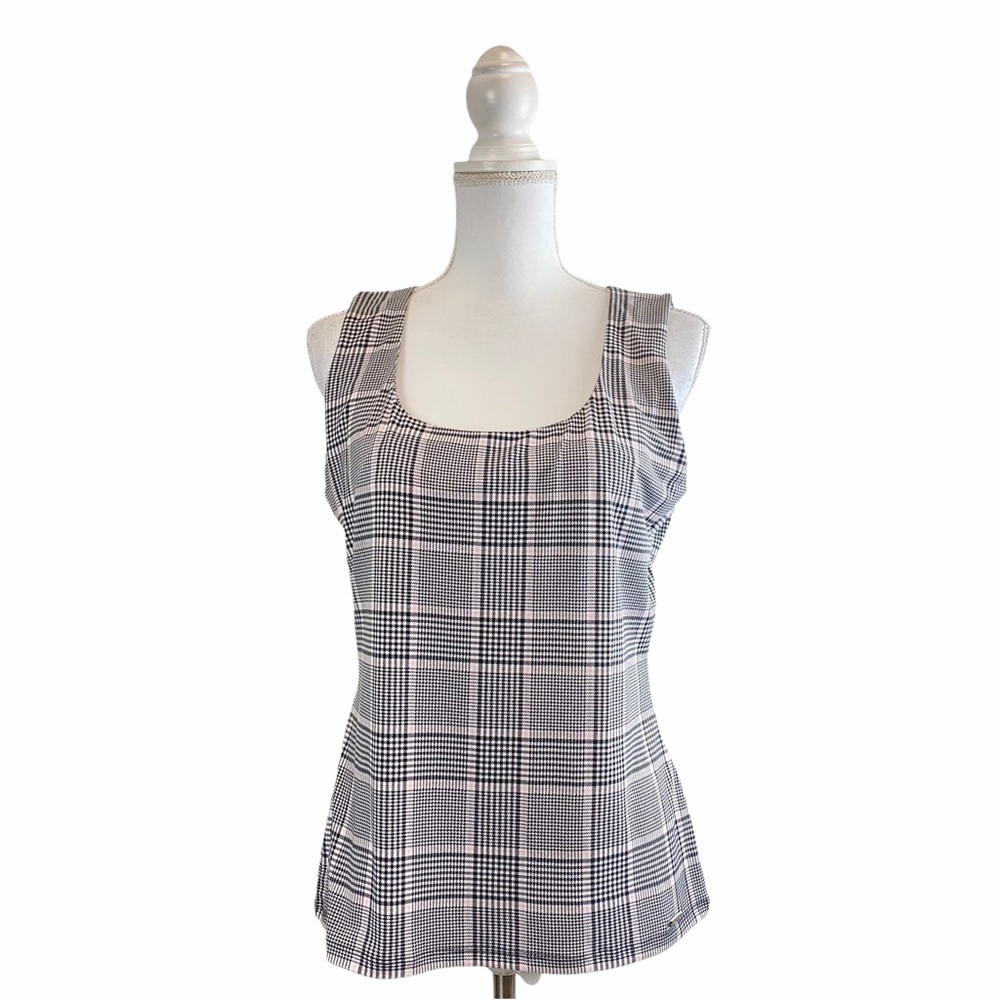 Calvin Klein Houndstooth Print Sleeveless Blouse
